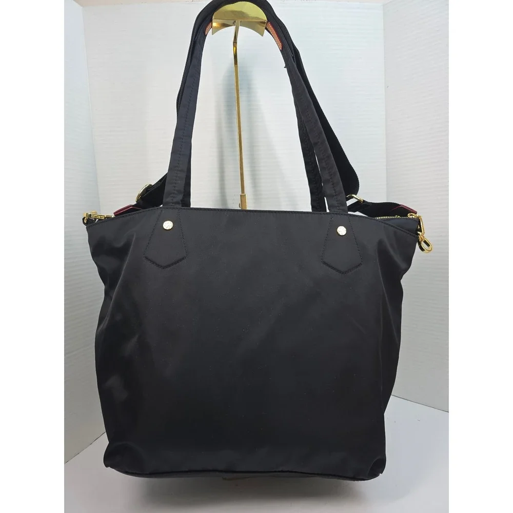 MZ Wallace Chelsea Tote Black Bedford Nylon Leather Trim‎ Shoulder Bag Gold HW